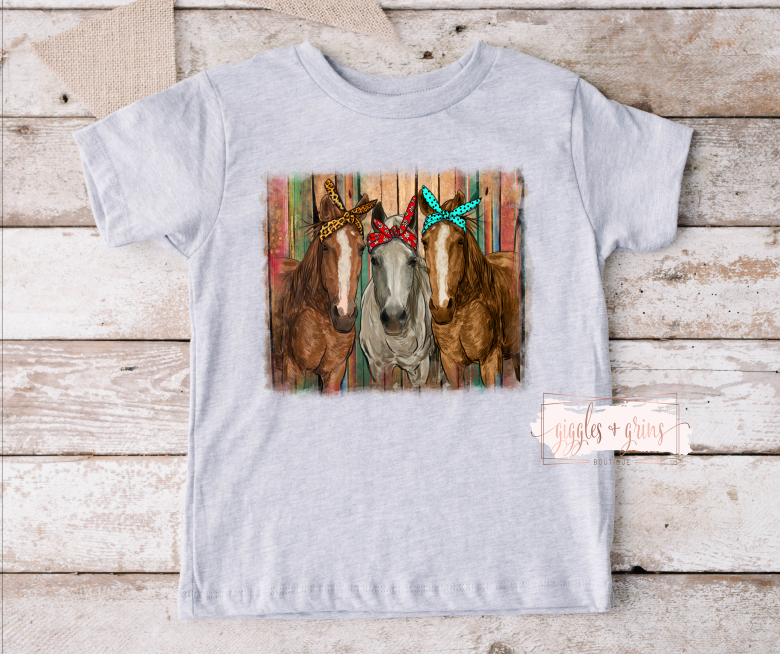 Kids 3 Horses- Athletic Gray