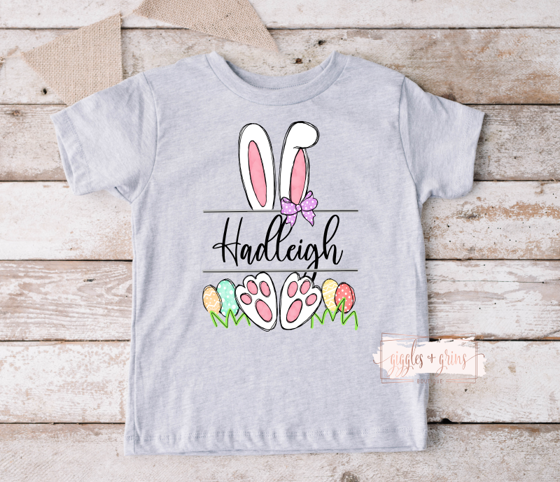 Kids Easter Personalized Bunny-Athletic Gray