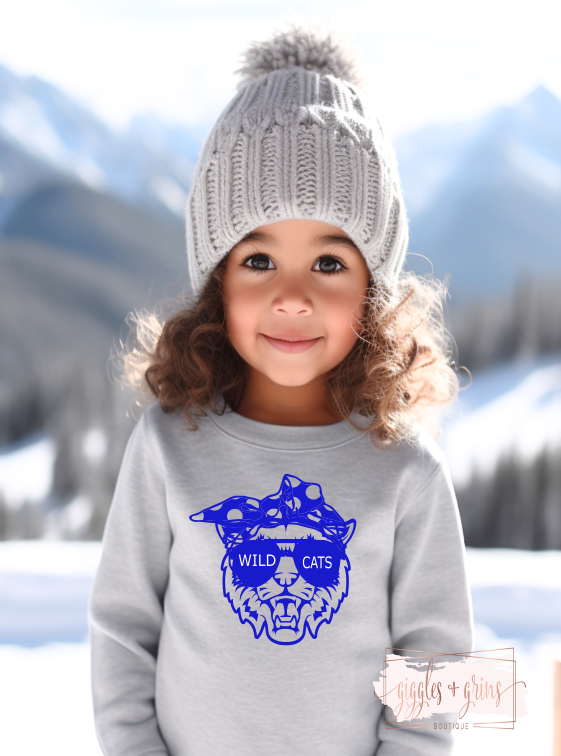 Kids Wildcat with Glasses- Sport Gray