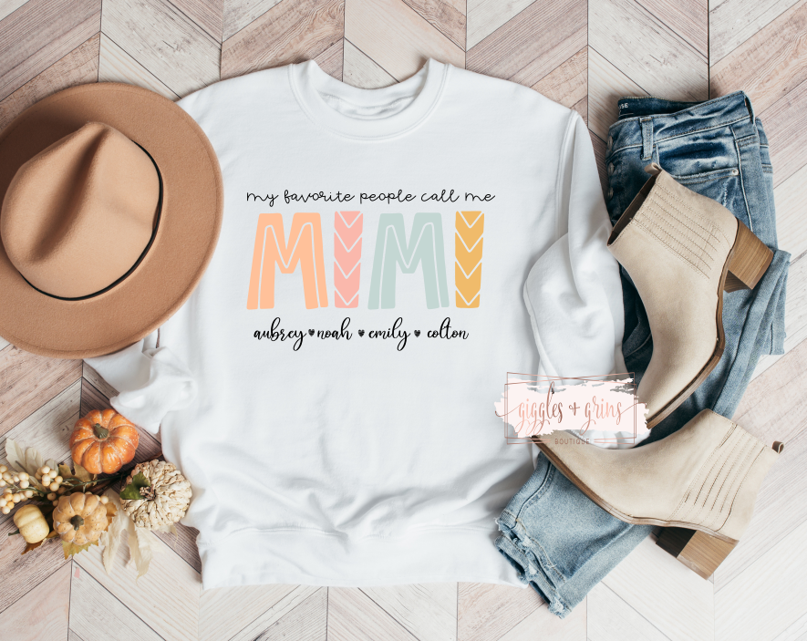 Personalized Grandmother Top with Grandkids Names