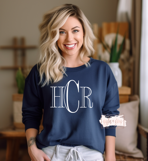 Monogram Ladies Top- Navy