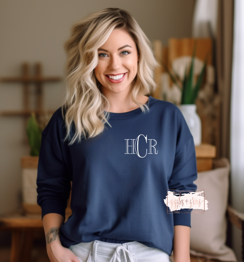 Monogram Ladies Top- Navy