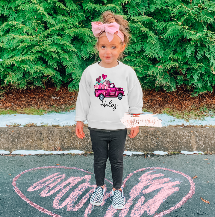Kids Personalized Valentine Truck - Light Gray