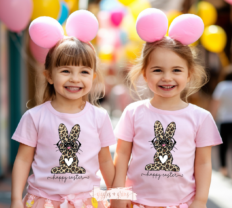 Kids Leopard Easter Bunny with Glasses