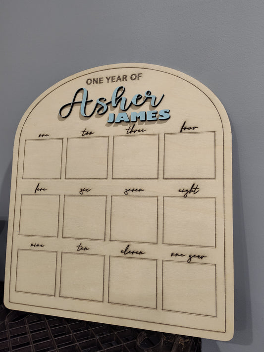 My First Year/ One Year of Photo Board/ Wooden Milestone Board/ 1st Birthday Milestone Board/ First Birthday Decorations/ 12 Months Photo