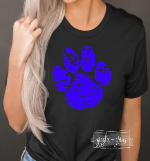 Royal Paw Print Short Sleeve- Black