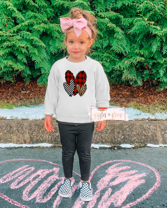 Kids Trio Heart Valentine- Light Gray