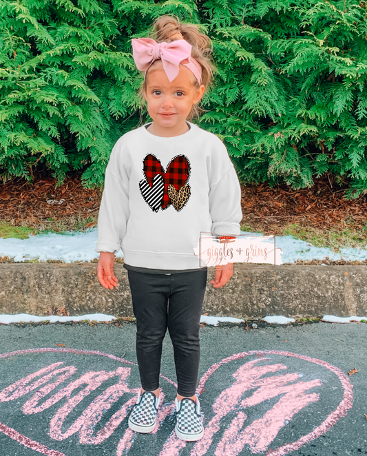 Kids Trio Heart Valentine- Light Gray